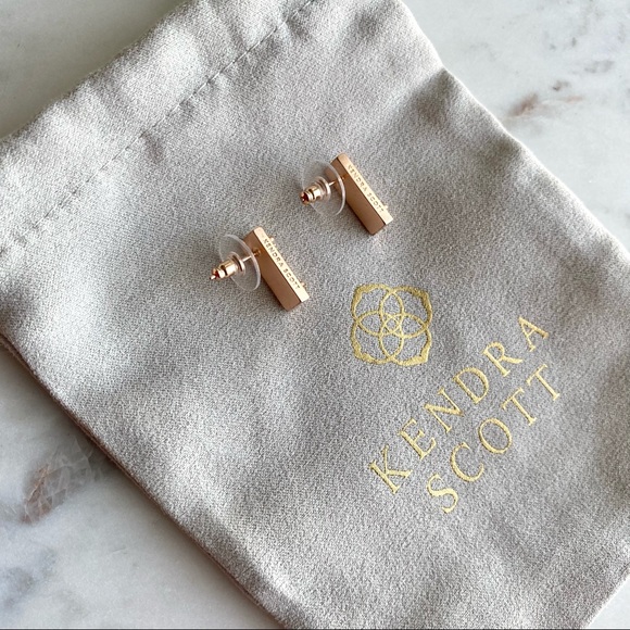 KENDRA SCOTT Lady Stud Earrings in Rose Gold Drusy - Picture 3 of 7
